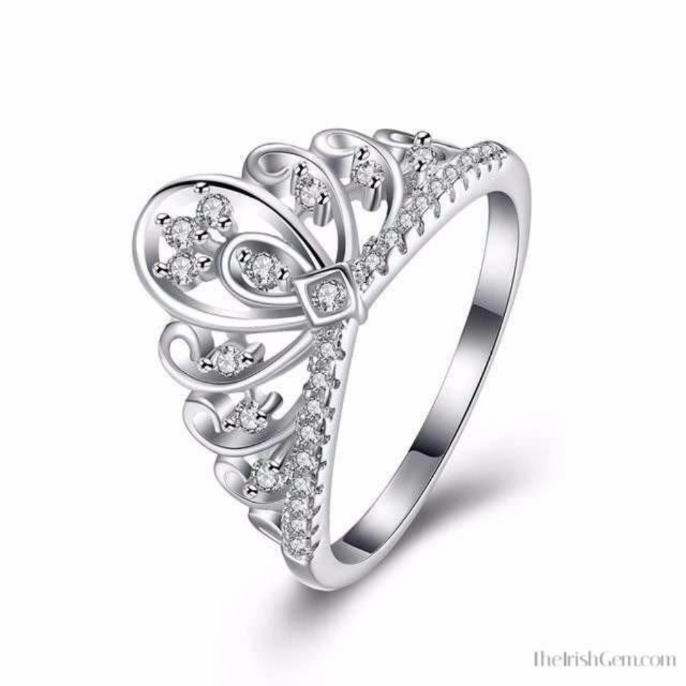 Princess Tiara Ring 925 Sterling Silver